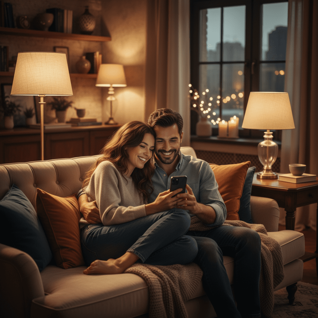 pareja escuchando su canción personalizada con emoción